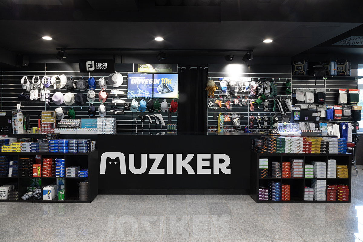Golf apparel in Muziker GOLF shop in Bratislava.