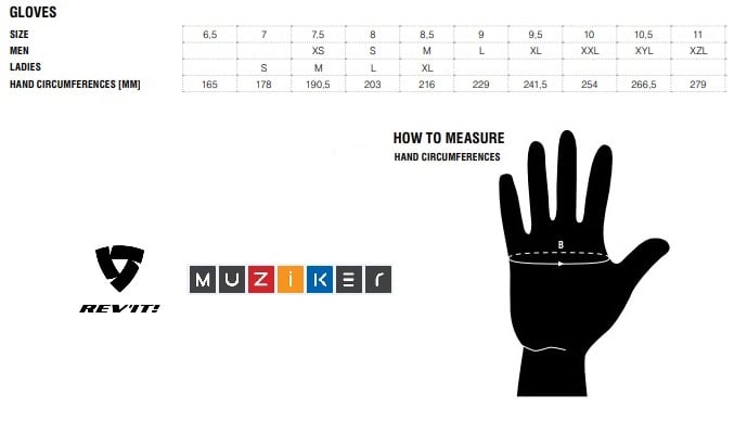Revit Gloves Size Chart