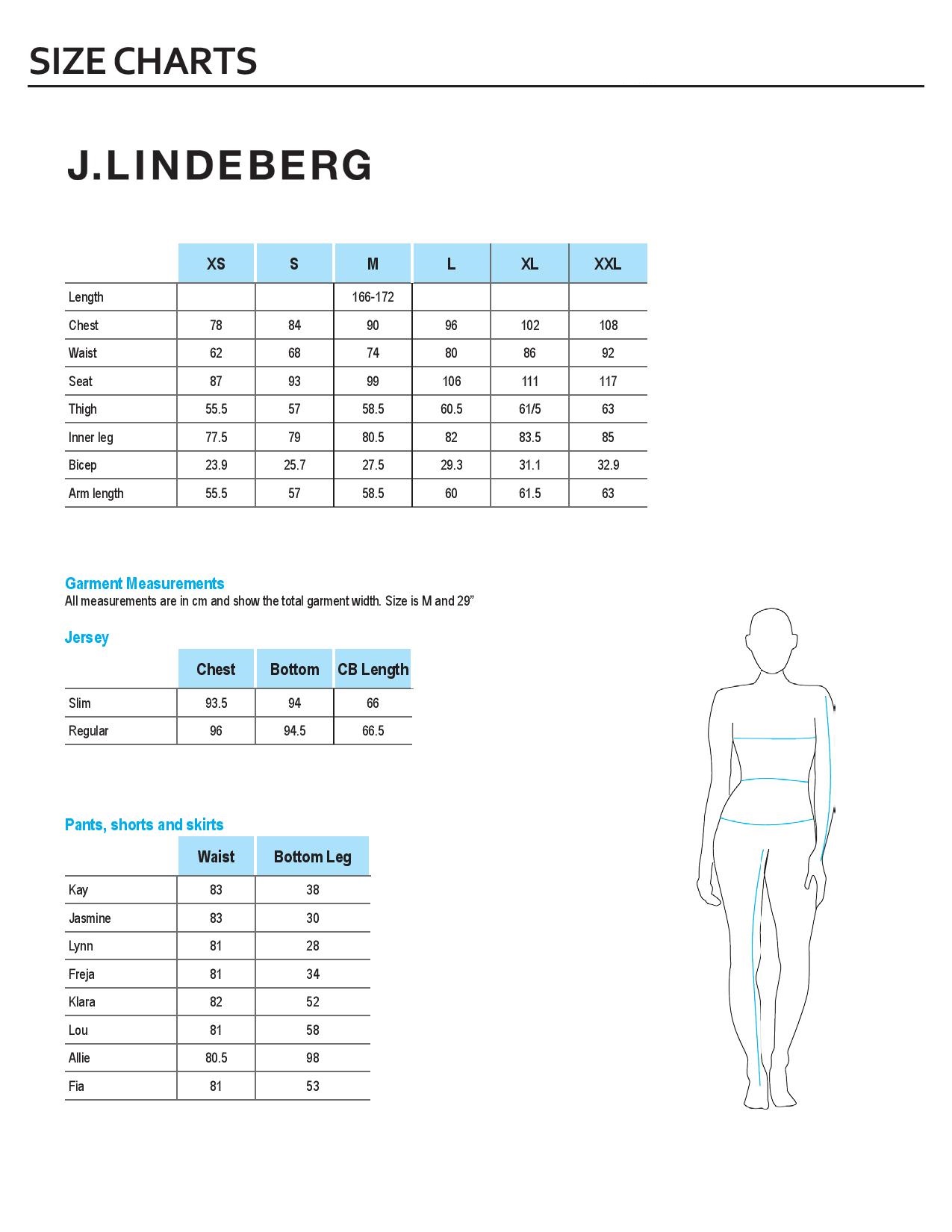 J Lindeberg Shirt Size Chart