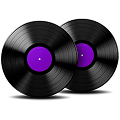 Schallplatten mit violettem Zentrum