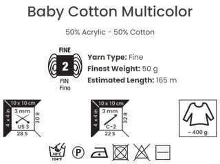 Przędza dziewiarska Yarn Art Baby Cotton Multicolor 5215 Pink Green Przędza dziewiarska - 4