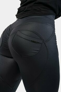Fitness Trousers Nebbia High Waist Glossy Look Bubble Butt Pants Volcanic Black XS Fitness Trousers - 4