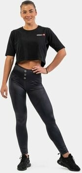 Fitness Trousers Nebbia High Waist Glossy Look Bubble Butt Pants Volcanic Black XS Fitness Trousers - 5