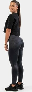 Fitness Trousers Nebbia High Waist Glossy Look Bubble Butt Pants Volcanic Black XS Fitness Trousers - 7