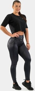 Fitness Trousers Nebbia High Waist Glossy Look Bubble Butt Pants Volcanic Black XS Fitness Trousers - 8