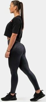 Fitness Trousers Nebbia High Waist Glossy Look Bubble Butt Pants Volcanic Black XS Fitness Trousers - 9