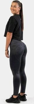 Fitness Trousers Nebbia High Waist Glossy Look Bubble Butt Pants Volcanic Black S Fitness Trousers - 7