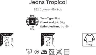 Strickgarn Yarn Art Jeans Tropical 618 Multi Strickgarn - 3