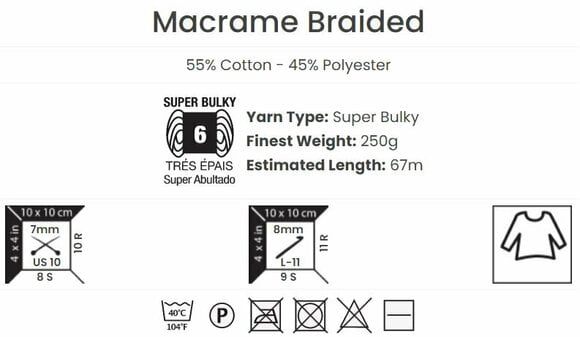 Cord Yarn Art Macrame Braided 4 mm 750 - 5