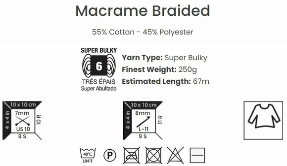 Cord Yarn Art Macrame Braided 4 mm 763 - 5