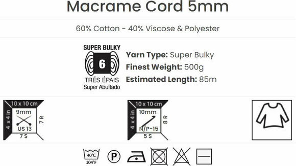 Sladd Yarn Art Macrame Cord 5 mm 5 mm 85 m 764 Sladd - 5