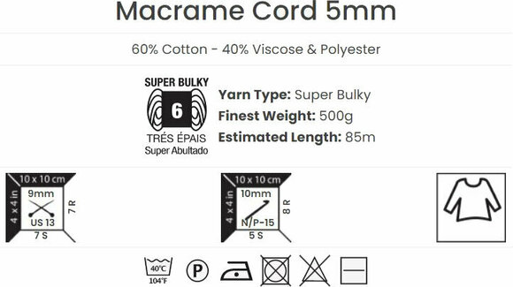 Cordon Yarn Art Macrame Cord 5 mm 5 mm 786 - 5