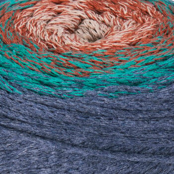 Cable Yarn Art Macrame Cotton Spectrum 1327 Orange Turquoise Grey Cable - 2