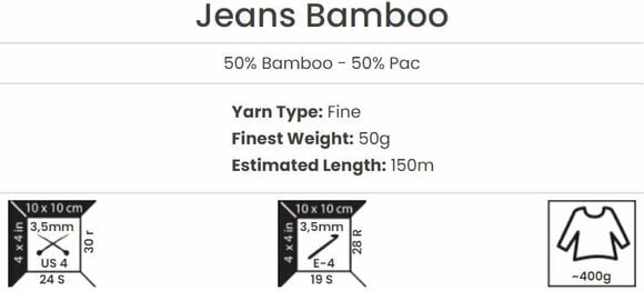Strickgarn Yarn Art Jeans Bamboo 101 White - 5