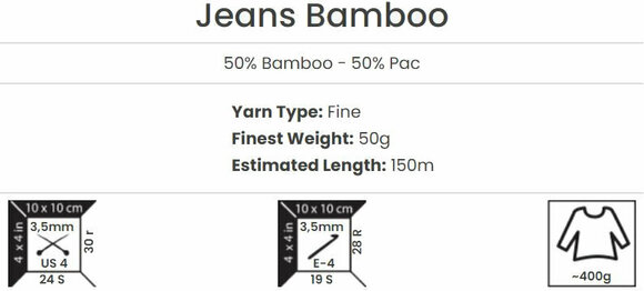 Fire de tricotat Yarn Art Jeans Bamboo 102 Off White Fire de tricotat - 5
