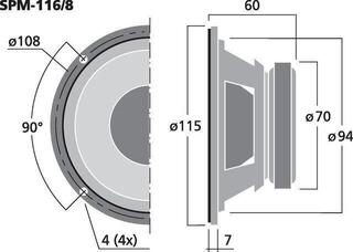 Middenluidspreker Monacor SPM-116/8 Middenluidspreker - 2