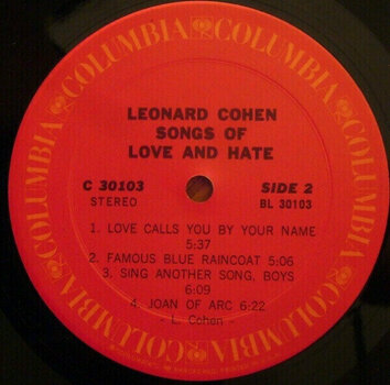 Hanglemez Leonard Cohen - Songs Of Love And Hate (LP) - 3