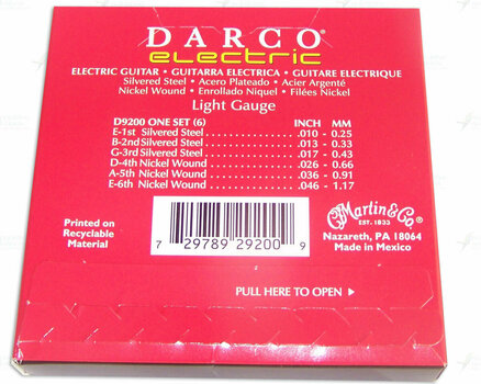 Cordas para guitarra elétrica Mi Martin D9200 Darco Electric Guitar Strings 10-46 light nickel wound - 2