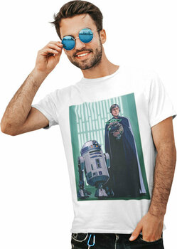 T-Shirt The Mandalorian T-Shirt Luke Skywalker And Grogu Unisex White M - 2