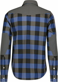 Cykeltrøje Scott Trail Flow Check L/SL Men's Shirt Skjorte Storm Blue/Dark Grey 2XL - 2