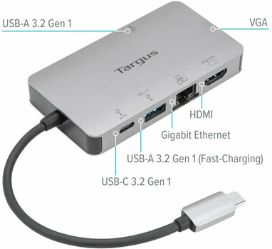 USB Hub Targus USB-C Single Video 4KHDMI/VGA Dock USB Hub - 6