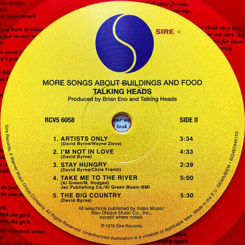 Disco in vinile Talking Heads - More Songs About Buildings And Food (Red Coloured Vinyl) (LP) - 3