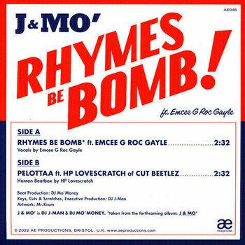 Vinylplade J & Mo Ft. Emcee G Roc Gayle - Rhymes Be Bomb / Pelottaa (7" Vinyl) - 4