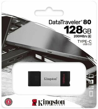 USB Flash Drive Kingston 128GB USB-C 3.2 Gen 1 DataTraveler 80 DT80/128GB - 3