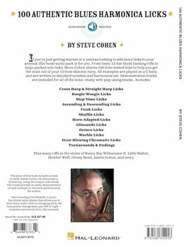Nodeblad til blæseinstrumenter Steve Cohen 100 Authentic Blues Harmonica Licks Musik bog - 5