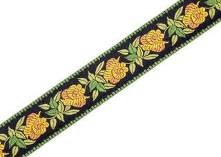 Textil gitár heveder Levy's Cotton Floral Textil gitár heveder Yellow - 1