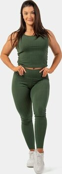 Fitnes hlače Nebbia Organic Cotton Ribbed High-Waist Leggings Dark Green XS Fitnes hlače - 4