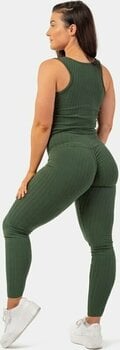 Fitness nohavice Nebbia Organic Cotton Ribbed High-Waist Leggings Dark Green M Fitness nohavice - 6