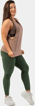 Fitness Trousers Nebbia Organic Cotton Ribbed High-Waist Leggings Dark Green M Fitness Trousers - 7