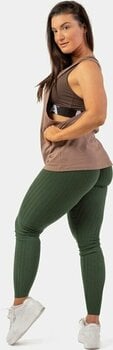 Fitness Trousers Nebbia Organic Cotton Ribbed High-Waist Leggings Dark Green M Fitness Trousers - 8
