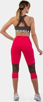 Fitness Trousers Nebbia High-Waist 3/4 Length Sporty Leggings Pink L Fitness Trousers - 8