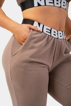 Fitness Trousers Nebbia Iconic Mid-Waist Sweatpants Brown L Fitness Trousers - 3