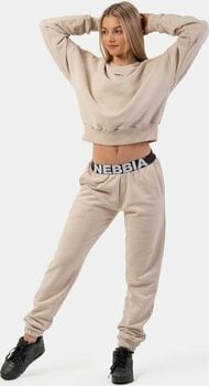 Fitness kalhoty Nebbia Iconic Mid-Waist Sweatpants Cream L Fitness kalhoty - 13