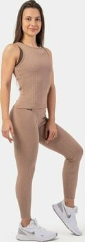 Fitness T-shirt Nebbia Organic Cotton Ribbed Tank Top Brown S Fitness T-shirt - 5
