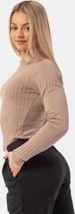 Fitness T-Shirt Nebbia Organic Cotton Ribbed Long Sleeve Top Brown XS Fitness T-Shirt - 1