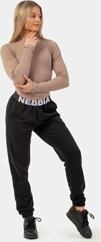 Fitness T-Shirt Nebbia Organic Cotton Ribbed Long Sleeve Top Brown XS Fitness T-Shirt - 4