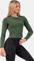 Фитнес тениска Nebbia Organic Cotton Ribbed Long Sleeve Top Dark Green XS Фитнес тениска - 2