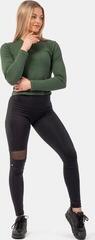 Фитнес тениска Nebbia Organic Cotton Ribbed Long Sleeve Top Dark Green XS Фитнес тениска - 3