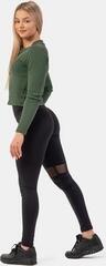 Фитнес тениска Nebbia Organic Cotton Ribbed Long Sleeve Top Dark Green XS Фитнес тениска - 4