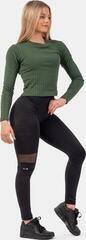 Фитнес тениска Nebbia Organic Cotton Ribbed Long Sleeve Top Dark Green XS Фитнес тениска - 5