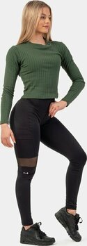 Fitness Μπλουζάκι Nebbia Organic Cotton Ribbed Long Sleeve Top Dark Green S Fitness Μπλουζάκι - 6