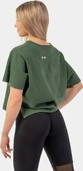 Fitness T-shirt Nebbia Organic Cotton Loose Fit "The Minimalist" Crop Top Dark Green XS-S Fitness T-shirt - 2