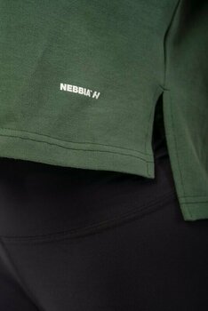 Fitness T-shirt Nebbia Organic Cotton Loose Fit "The Minimalist" Crop Top Dark Green XS-S Fitness T-shirt - 3