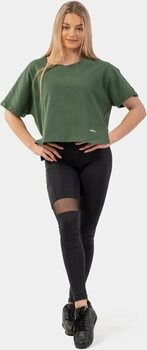 Fitness T-shirt Nebbia Organic Cotton Loose Fit "The Minimalist" Crop Top Dark Green XS-S Fitness T-shirt - 4