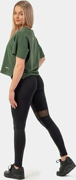 Fitness T-shirt Nebbia Organic Cotton Loose Fit "The Minimalist" Crop Top Dark Green XS-S Fitness T-shirt - 6