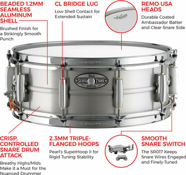 Snare Drum 14" Pearl Sensitone STH1465AL 14" Aluminium - 3